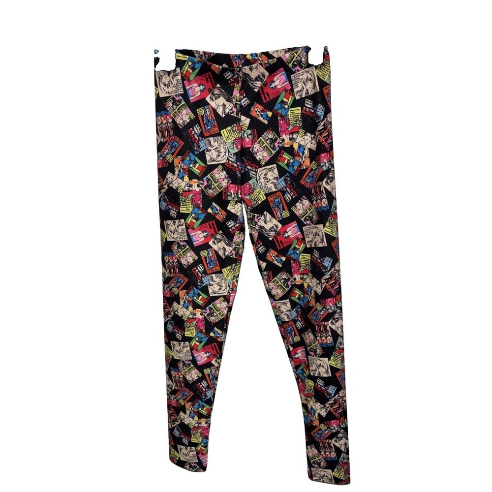 Cherie New York Leggings Women High Rise Black Stretch Yoga Cartoon Pants